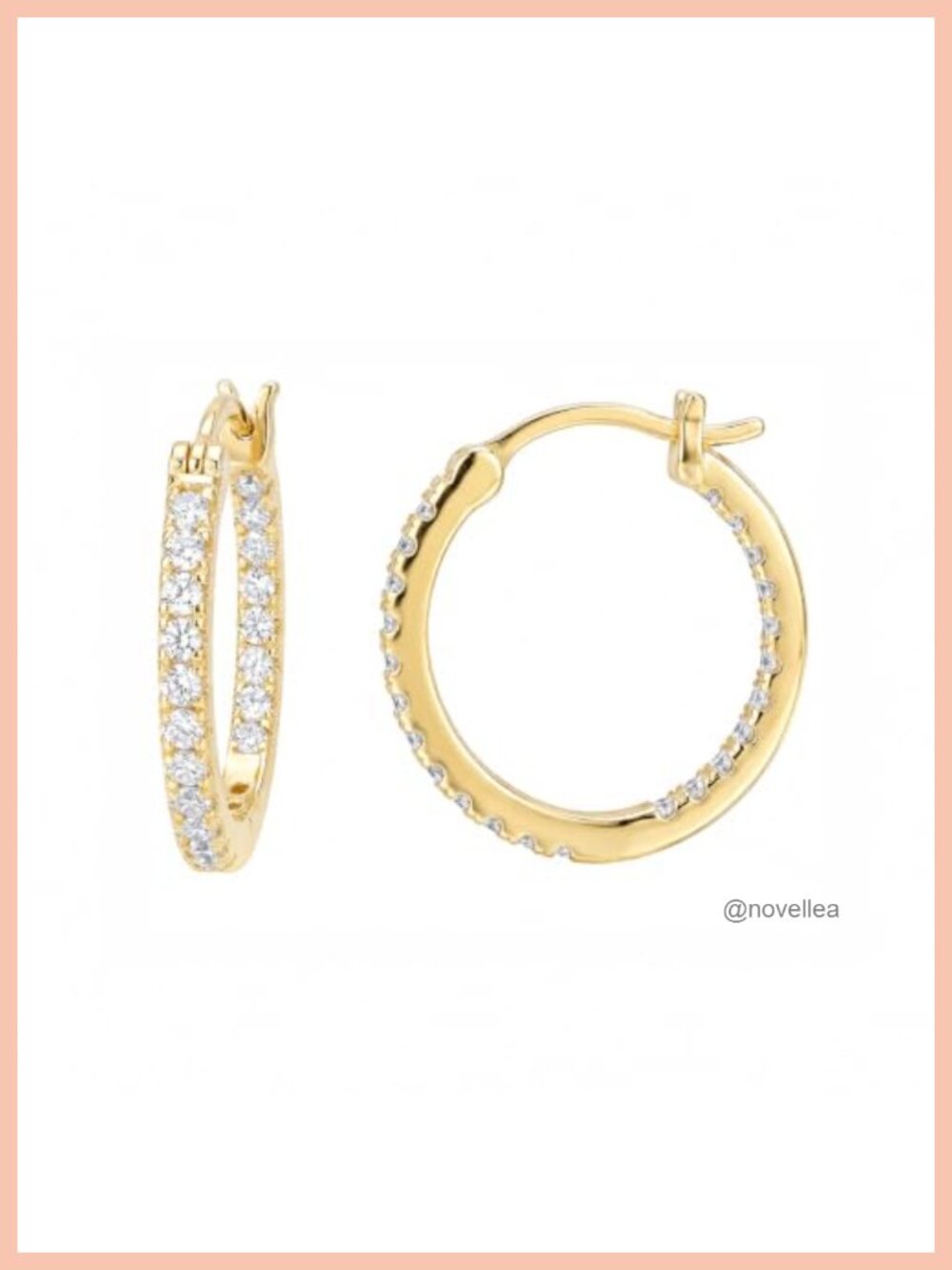 14K Gold Huggie Hoop Earrings CZ Pave-Set Small Hoops